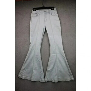 Rue 21 Women's Bell Bottoms Blue Jeans-Size 1-Stretch-Light Wash-Boho-Hippy